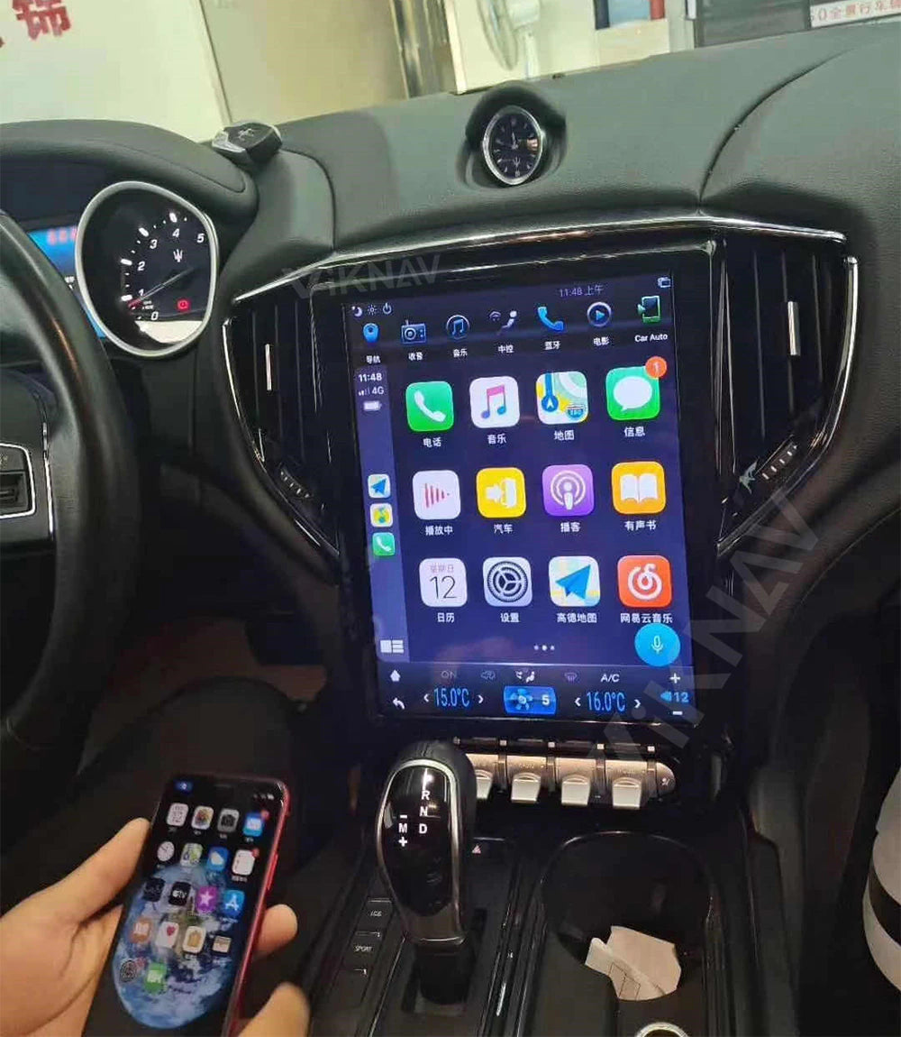 AcarNavi 2014-2019 Maserati Ghibli 12.1″ Tesla Style Android 11 Head Unit w/ Apple CarPlay, Android Auto